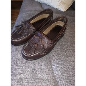 Brown Leather JOHNSTON & MURPHY Tassel Loafers ‎ Slip On Men's Size 8 Medium